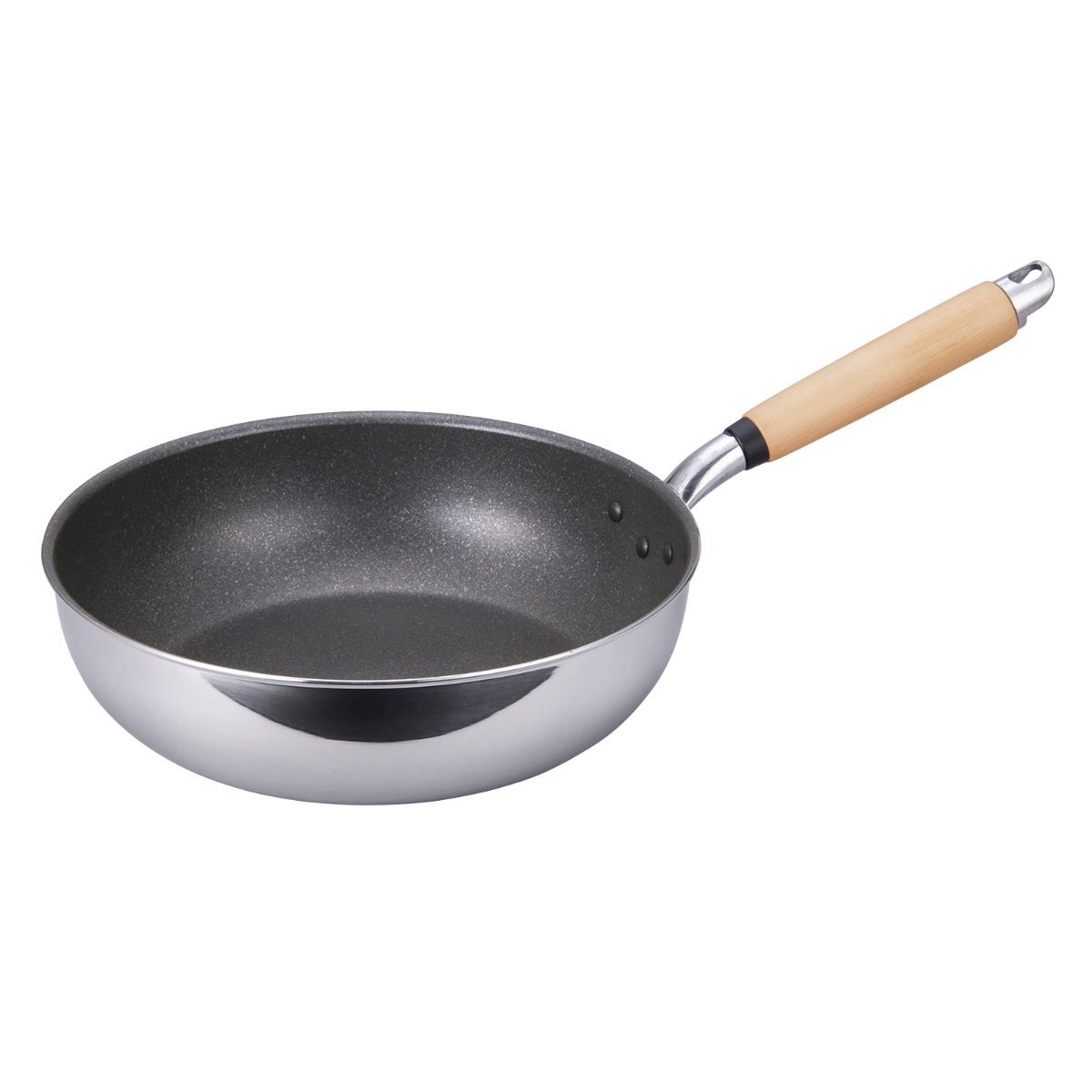 いため鍋 28cm IH対応 極 ふかみ 日本製 ( ガス火対応 深型フライパン アルミ製 ふっ素樹脂加工 軽い アルミフライパン 深型 28センチ フッ素コーティング 炒め鍋 木製ハンドル 軽量 キッチンツール 家庭用 )