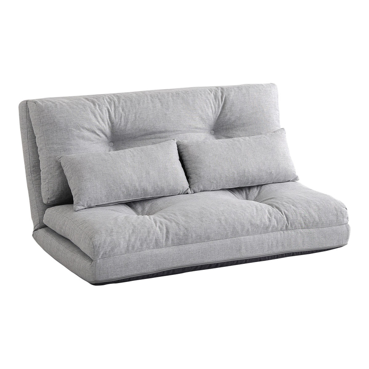 座椅子 2人掛け 3wayソファ 幅110cm Paljon ( 形が変えられる ソファ リクライニング フロアチェア カウチ フラット ベッド ゆったり ワイド 折りたたみ ファブリック 無地 シンプル おしゃれ ) 【ライトグレー】 ライトグレー