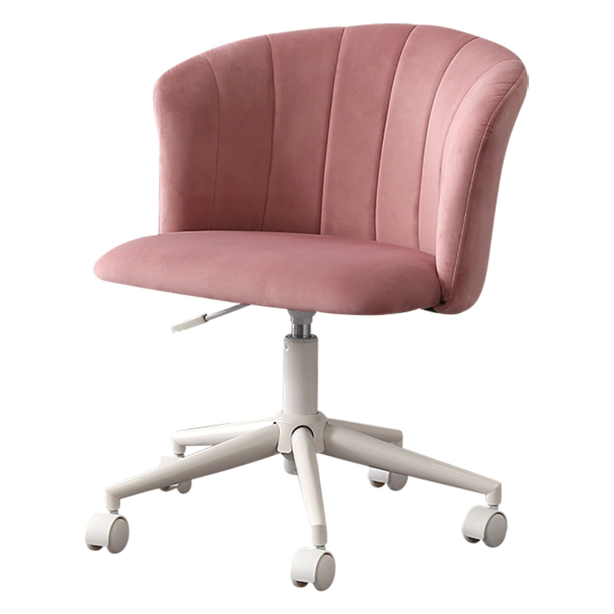 大人かわいいチェア Cherie オフィスチェア 昇降式 座面高44~52.5cm ワークチェア ( パソコンチェア キャスター付き 学習椅子 高さ調節 回転 勉強椅子 スウェード調 ふかふか 可愛い イス 椅子 いす オフィス 在宅 座面 広い 深い ) 【ピンク】 ピンク