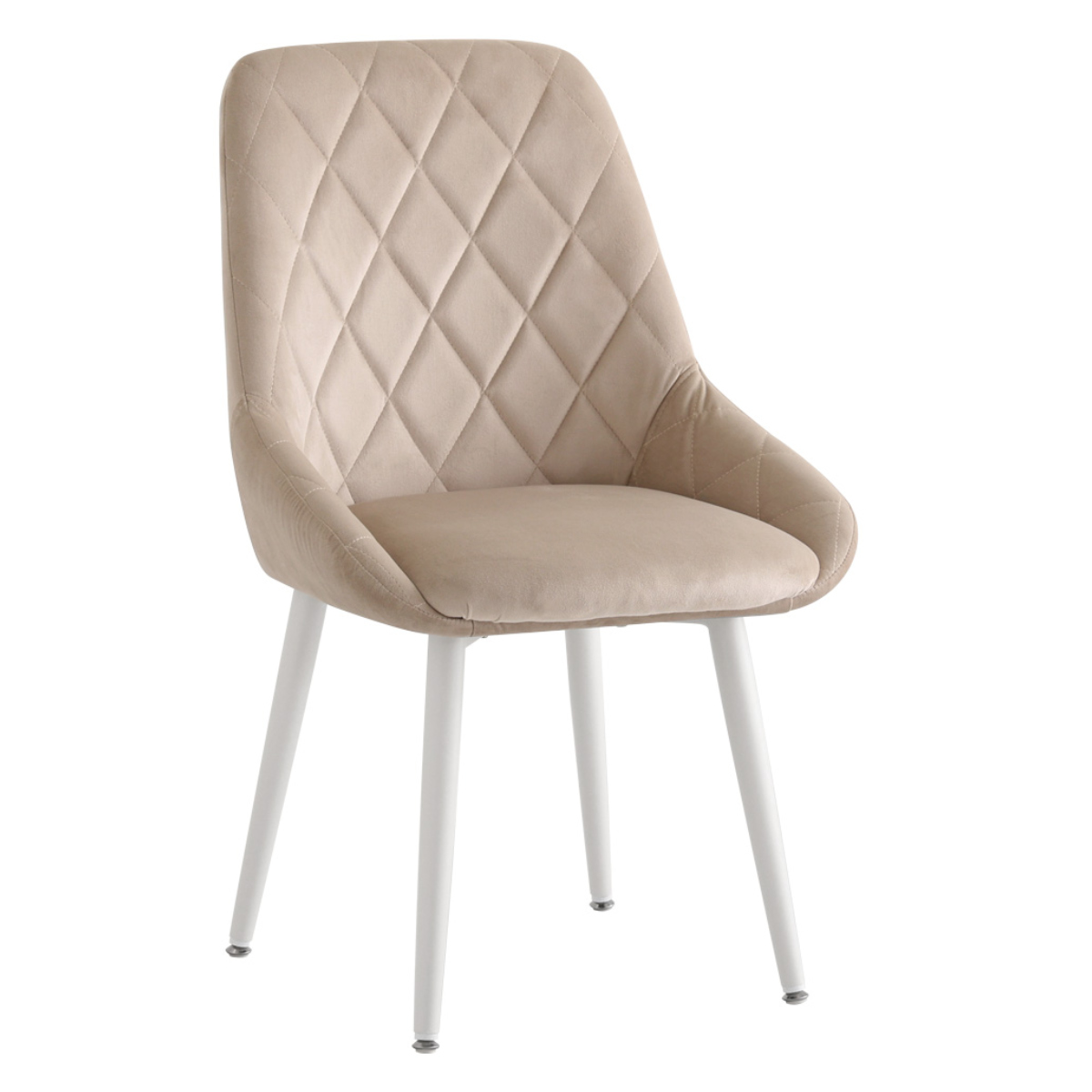 大人かわいいダイニングチェア Laird 座面高42.5cm ( 食卓椅子 チェア チェアー イス 椅子 いす ダイニング 肘なし アームレス リビングチェア 食卓 リビング おしゃれ リビングチェアー スウェード調 ふかふか 可愛い ダイヤ柄 ) 【ベージュ】 ベージュ