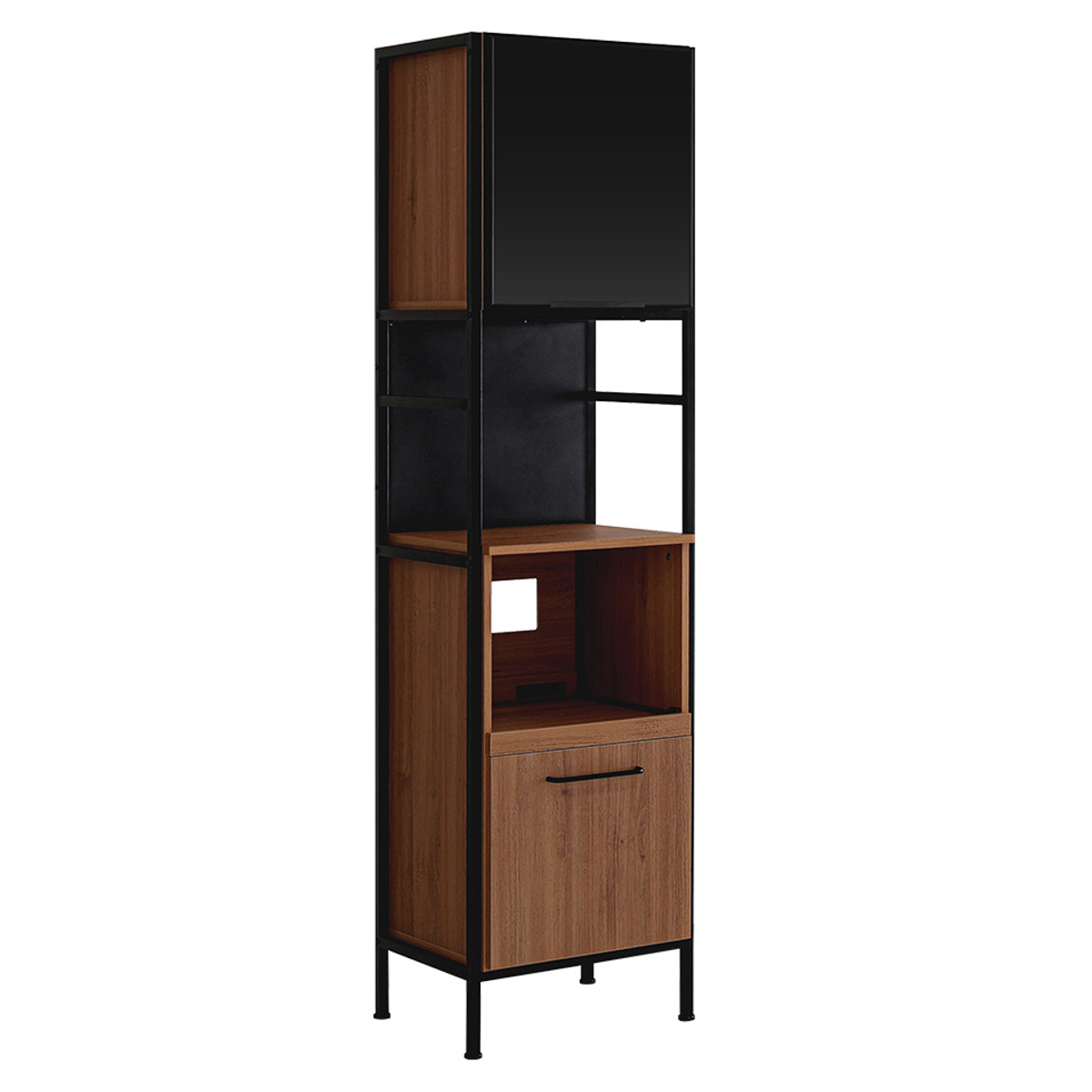 食器棚 幅49.5cm マグネット収納 スリム スライド棚 可動棚 2口コンセント付き ( 木目調 家電 食器 キッチン収納 収納棚 木目 マグネットパネル アジャスター付き ) 【ウォールナット】 ウォールナット