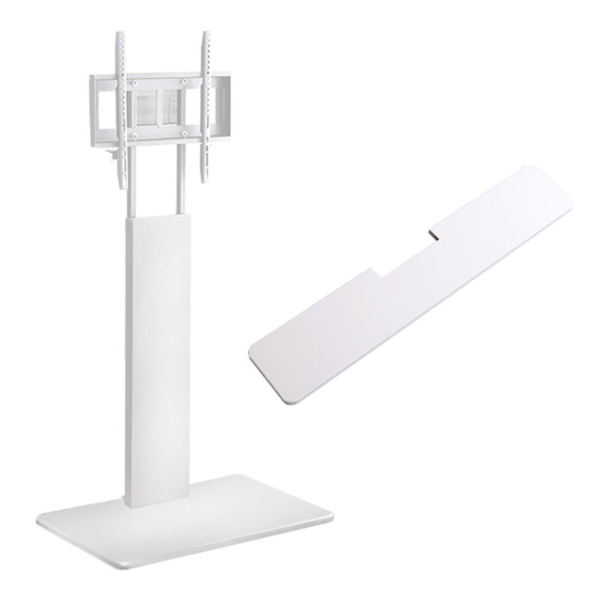 テレビスタンド 55インチ対応 ハイタイプ 壁寄せ 耐震 首振り サウンドバー付き ( テレビ台 スタンド 伸縮 壁面 高さ調節 棚付 テレビボード TV台 ブラック ウォールナット ホワイト 木目調 ) 【ホワイト】 ホワイト