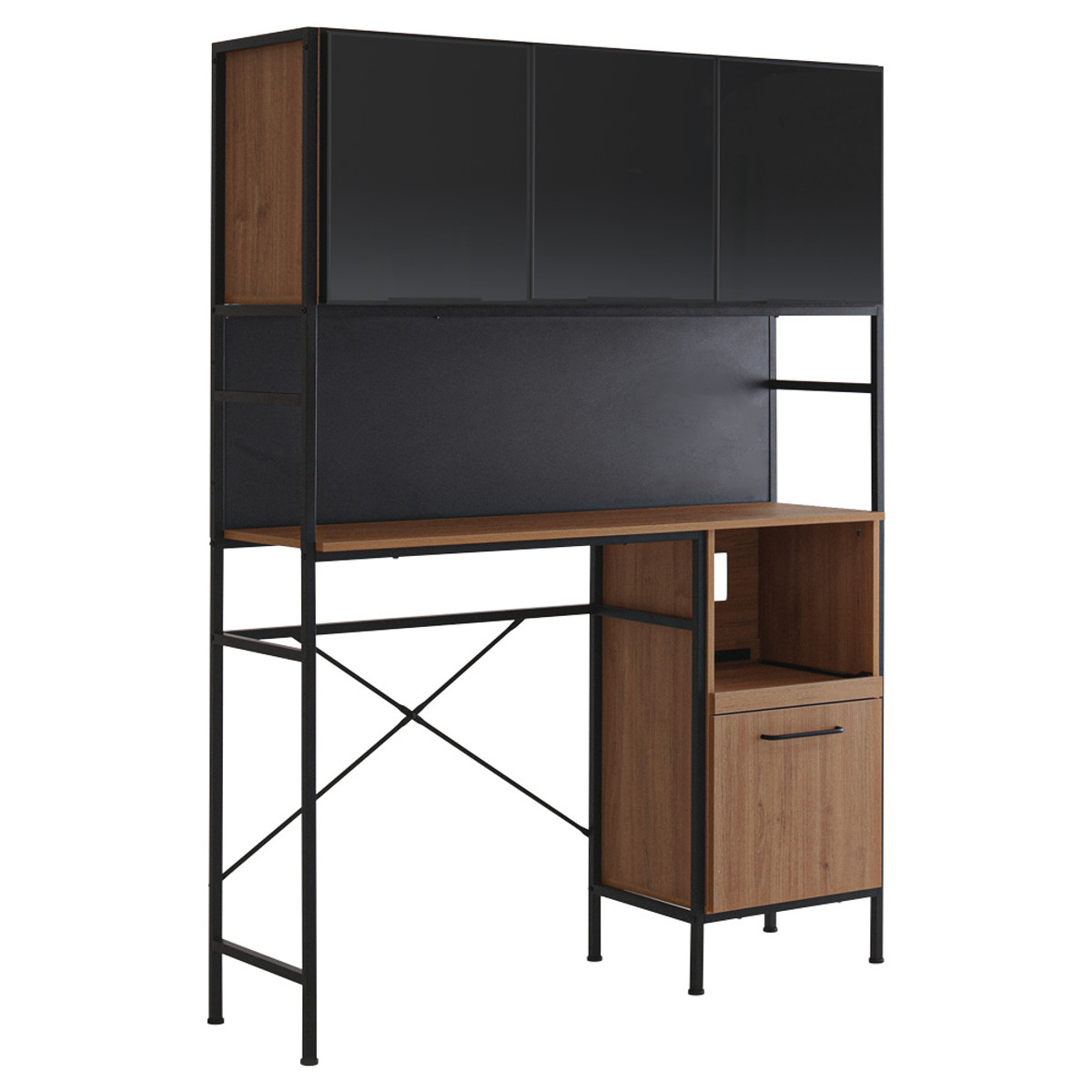 ゴミ箱上ラック 幅136cm ヴィンテージ調 スライド棚 可動棚 マグネット収納 ( 木目調 ゴミ箱上収納 食器棚 家電収納 コンセント付 45L 木目 家電 食器 収納棚 マグネットパネル シャビーオーク ウォールナット ホワイトオーク ) 【ウォールナット】 ウォールナット