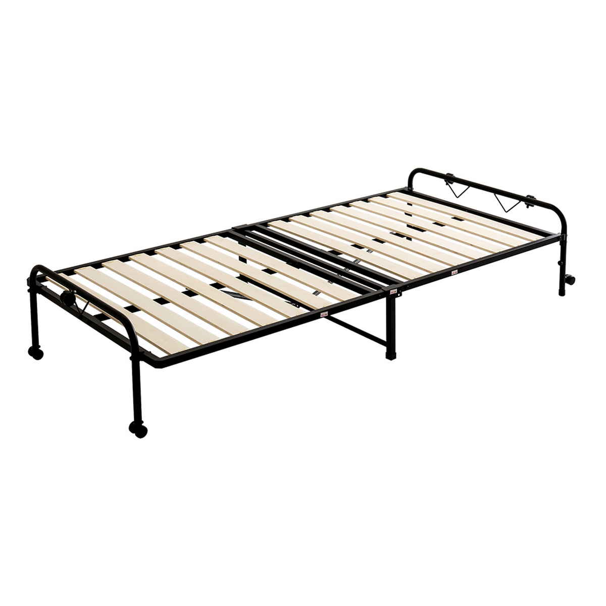 折りたたみ パイプすのこベッド シングル ( ベッド すのこ キャスター付き 折り畳み サブベッド 来客用 通気性 耐荷重100kg ブラック ホワイト ) 【ブラック】 ブラック