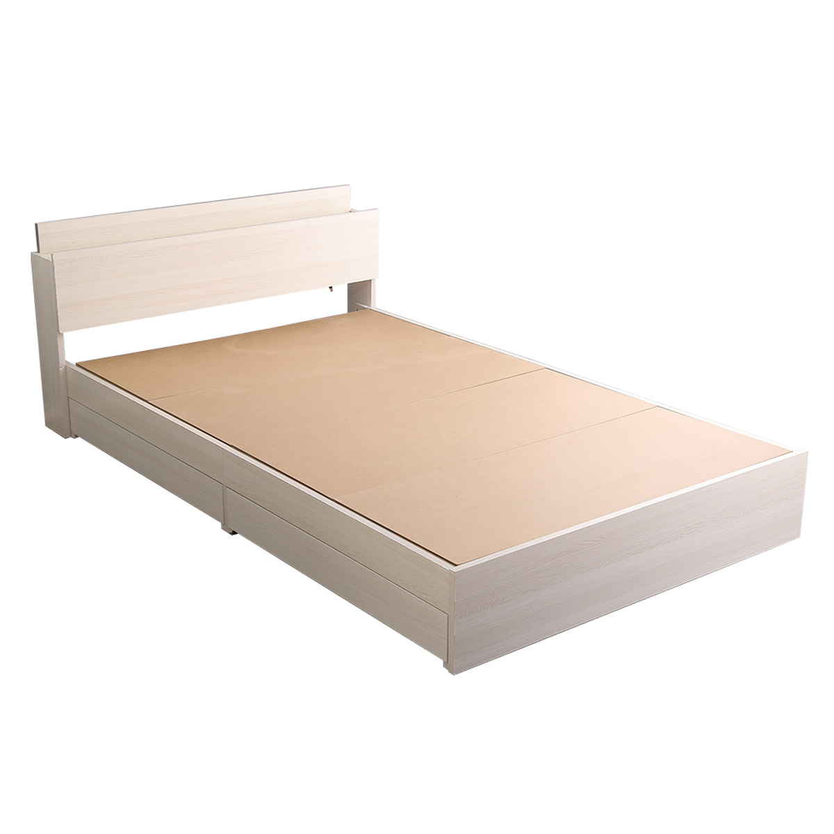 チェストベッド ダブル 宮棚 2口コンセント付 ヴィンテージ調 ( ベッド 収納付き コンセント付き 2杯 ダブルベッド ブラックオーク オーク ウォールナット ホワイトオーク ) 【ホワイトオーク】 ホワイトオーク