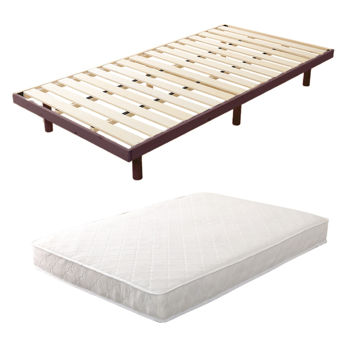 すのこベッド シングル ポケットコイル マットレス付き 高さ3段階調整 Lilitta ( ベッド 3段階 高さ調節 天然木 木製 低ホルムアルデヒド 耐荷重200kg ブラウン ナチュラル ホワイトウォッシュ ) 【ブラウン】 ブラウン