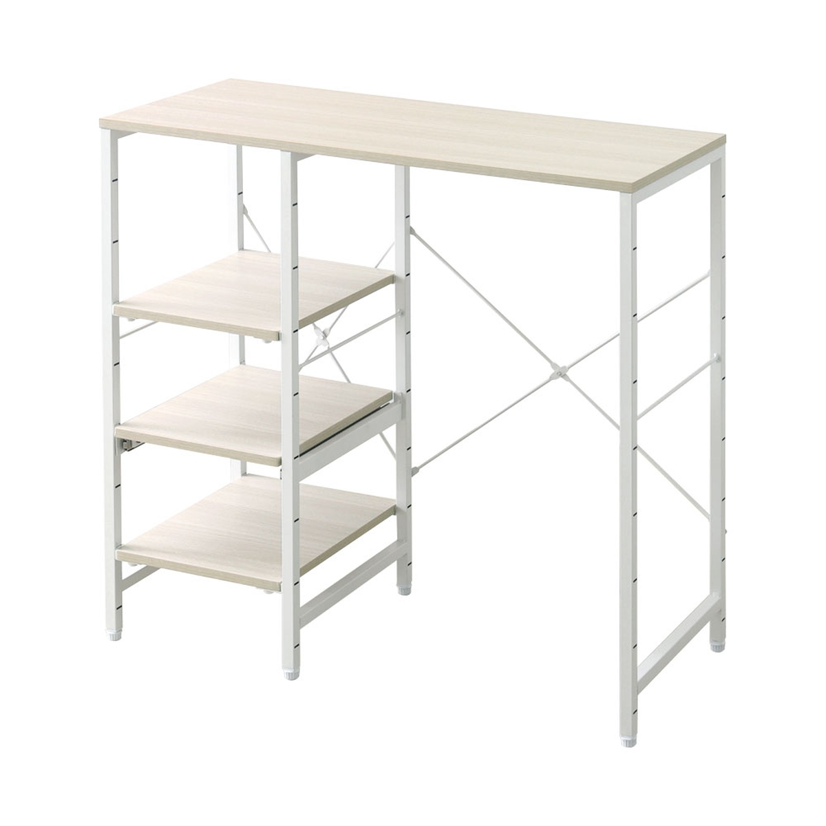 ゴミ箱上ラック 幅90.2cm 45L対応 家電収納 スライド棚 ( ラック ゴミ箱上 棚 分別 キッチン収納 レンジ台 可動棚 アジャスター付き ウォールナット シャビーオーク ホワイトオーク ) 【ホワイトオーク】 ホワイトオーク