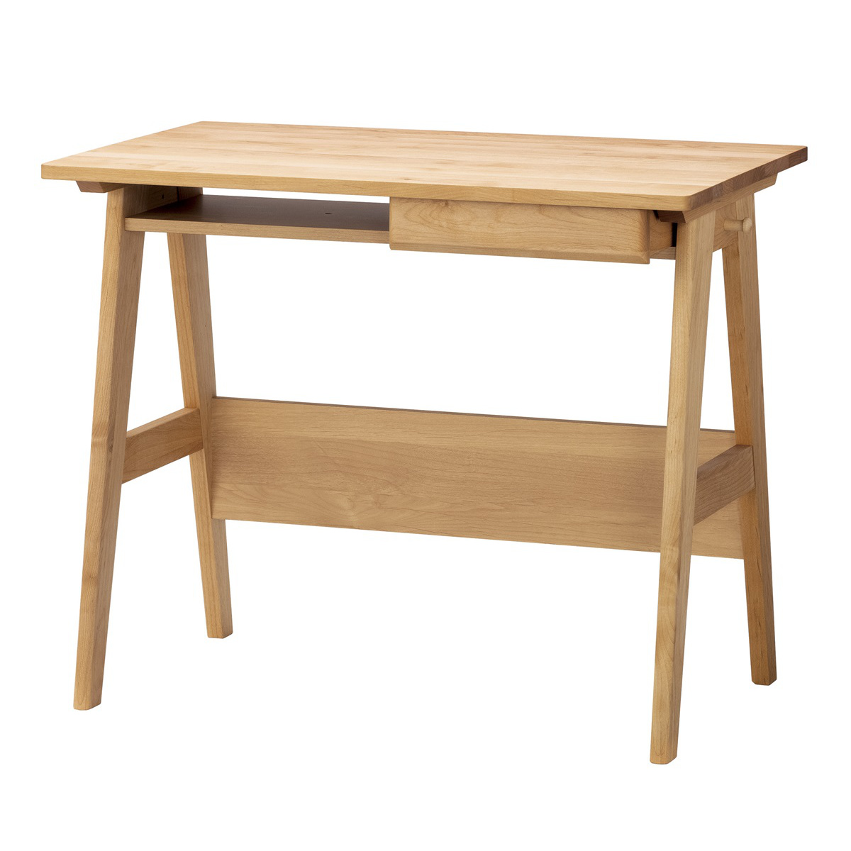 学習机 シンプル 幅100cm 引出し付 コンセント付 スキップ ( 勉強机 机 デスク つくえ シンプルデスク 無垢 木製 補修キット付き 日本製 リビング学習 リビング 北欧 ナチュラル )