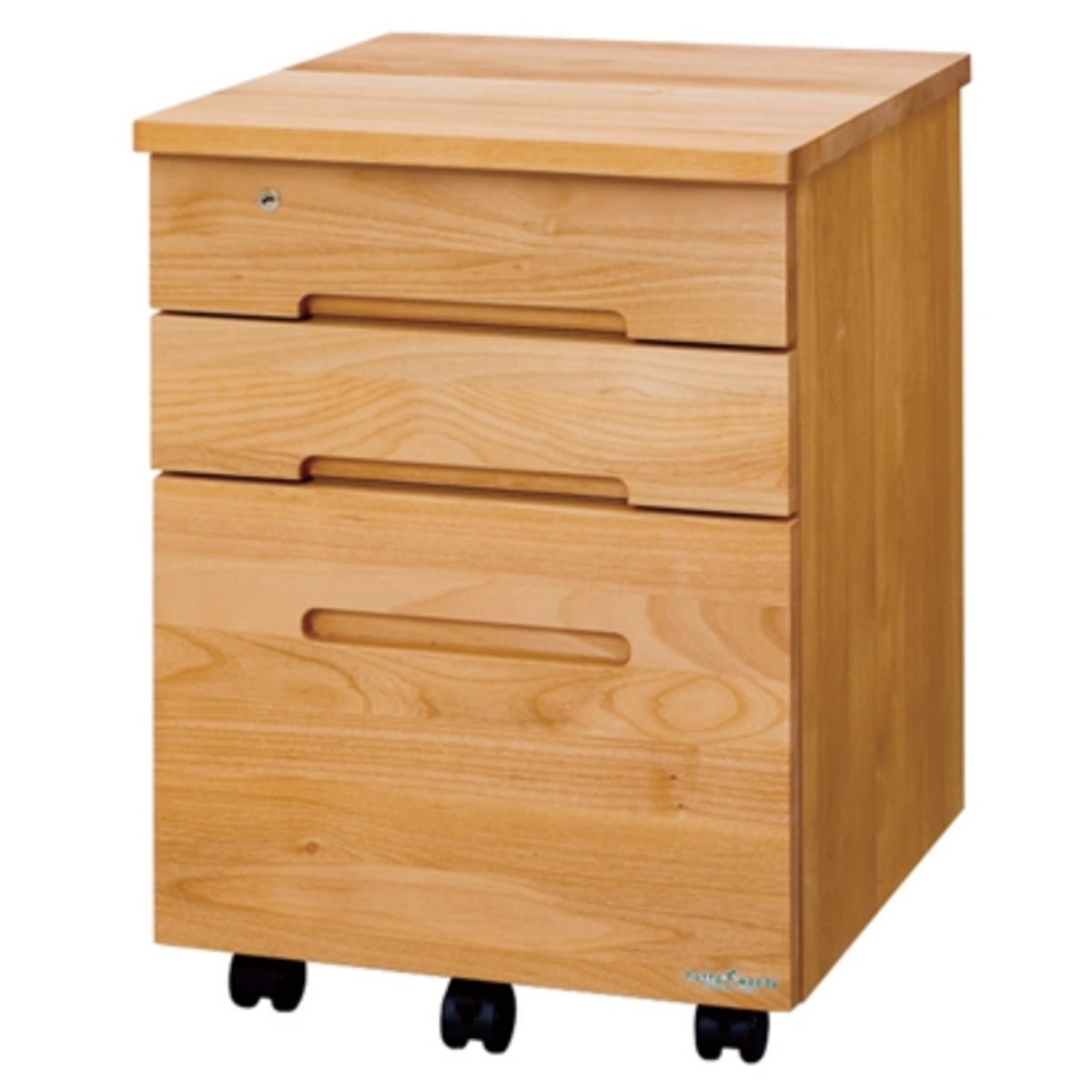 デスクワゴン キャスター付 3段 幅42.1cm 学習机用 共通袖 ( 鍵付き 引き出し デスク横 ワゴン 学習ワゴン サイドワゴン 無垢 木製 日本製 木目 リビング学習 リビング 北欧 ナチュラル )