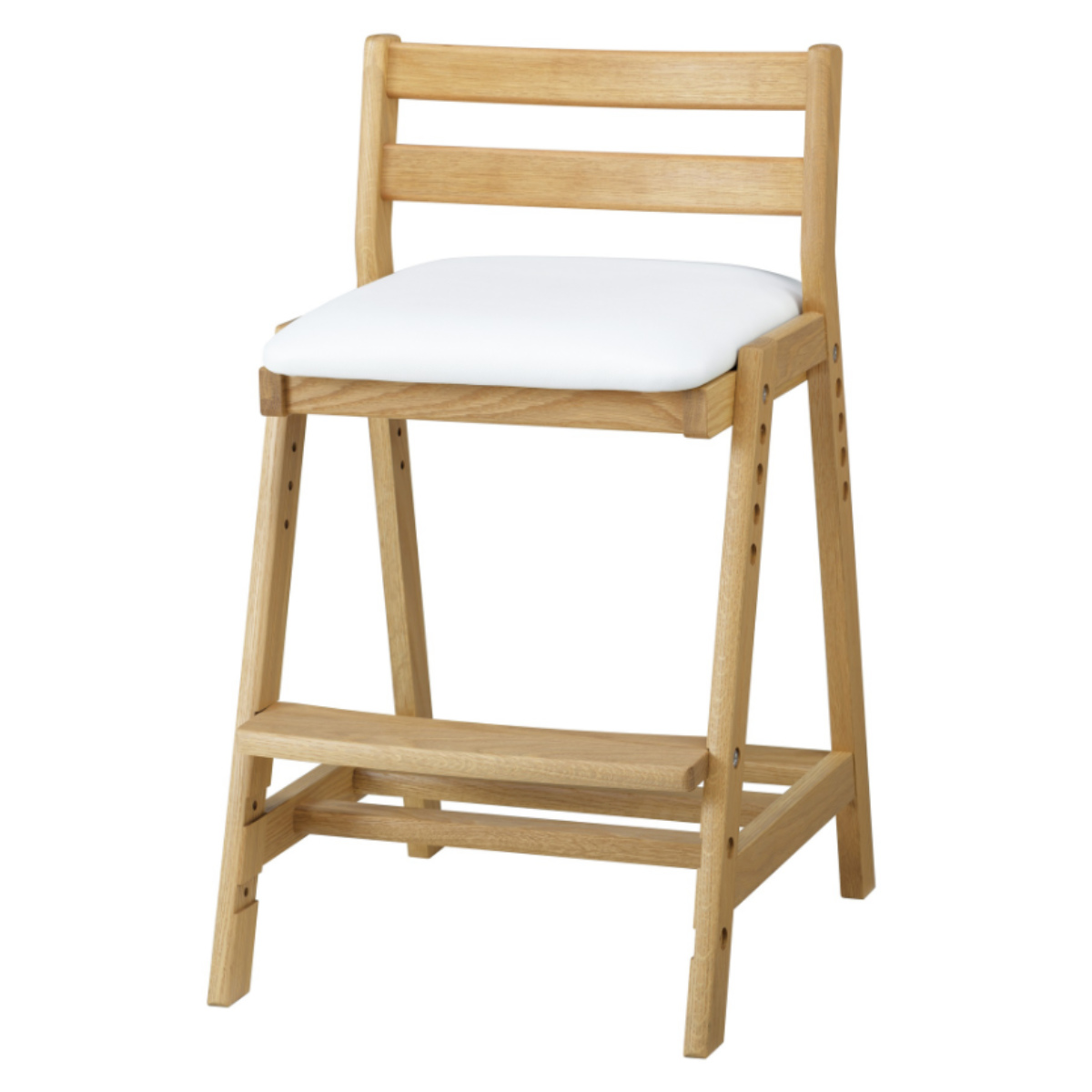 学習椅子 勉強椅子 クッション座面タイプ リビングダイニング学習 ペルケ ( デスクチェア 学習チェア ダイニングチェア 高さ調節 子供 椅子 足置き 木製 天然木 アルダー材 イス いす チェア 子ども 日本製 収納スペース ) 【ナチュラル】 ナチュラル