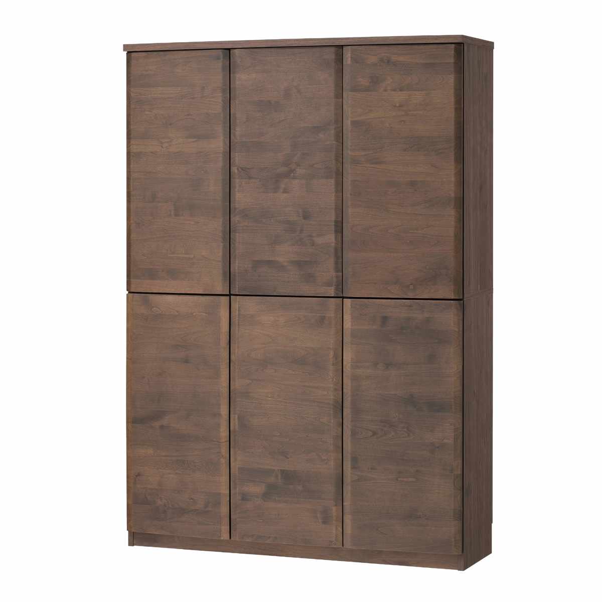 本棚 幅120.5cm ハイタイプ アールデザイン 日本製 ( 棚 ラック 扉収納 可動棚 収納 アルダー材 書棚 組み合わせ 低ホルムアルデヒド ナチュラル ウォールナット アルダー ) 【ウォールナット】 ウォールナット