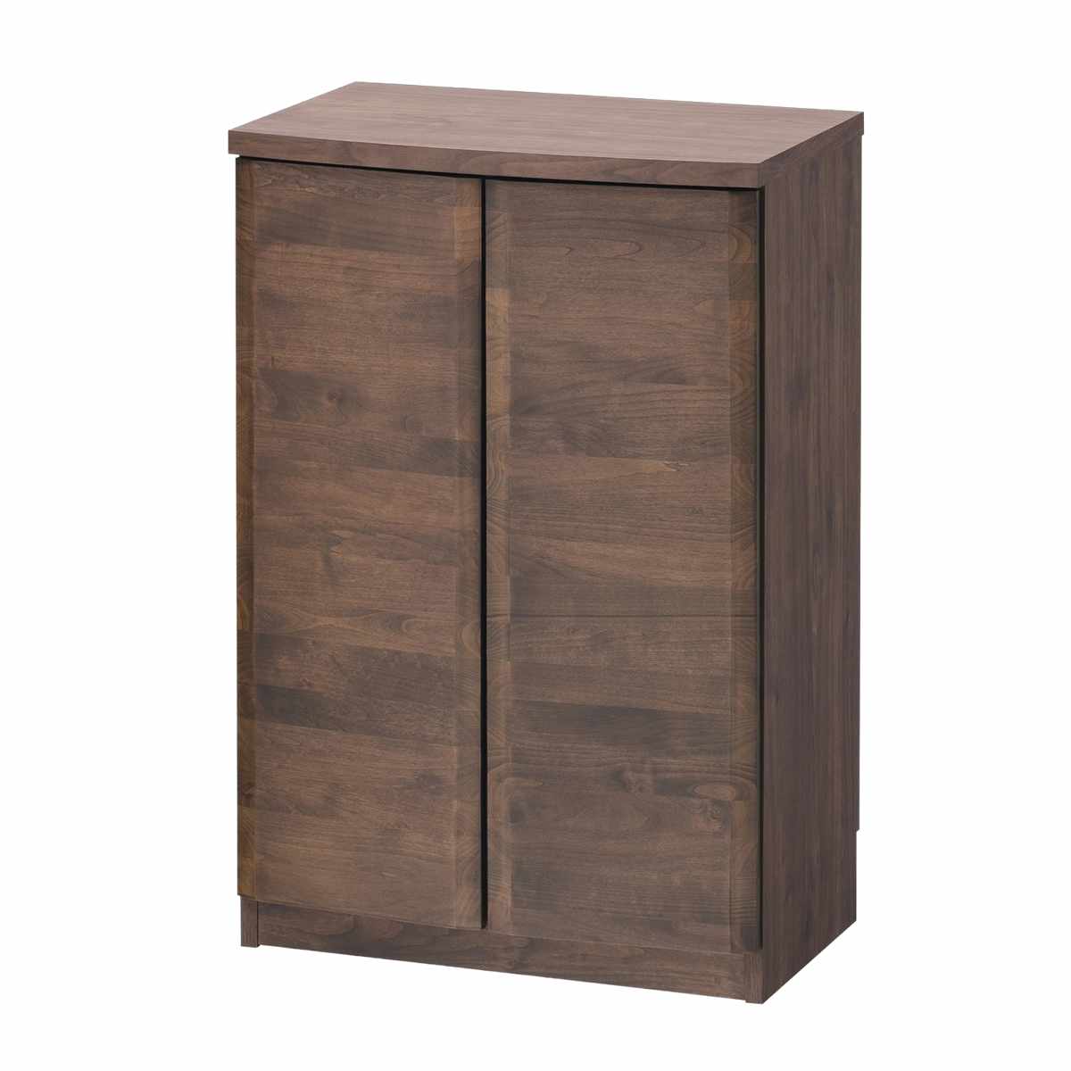 本棚 幅60.5cm ロータイプ アールデザイン 日本製 完成品 ( 棚 ラック 扉収納 可動棚 収納 アルダー材 書棚 組み合わせ 低ホルムアルデヒド ナチュラル ウォールナット アルダー ) 【ウォールナット】 ウォールナット