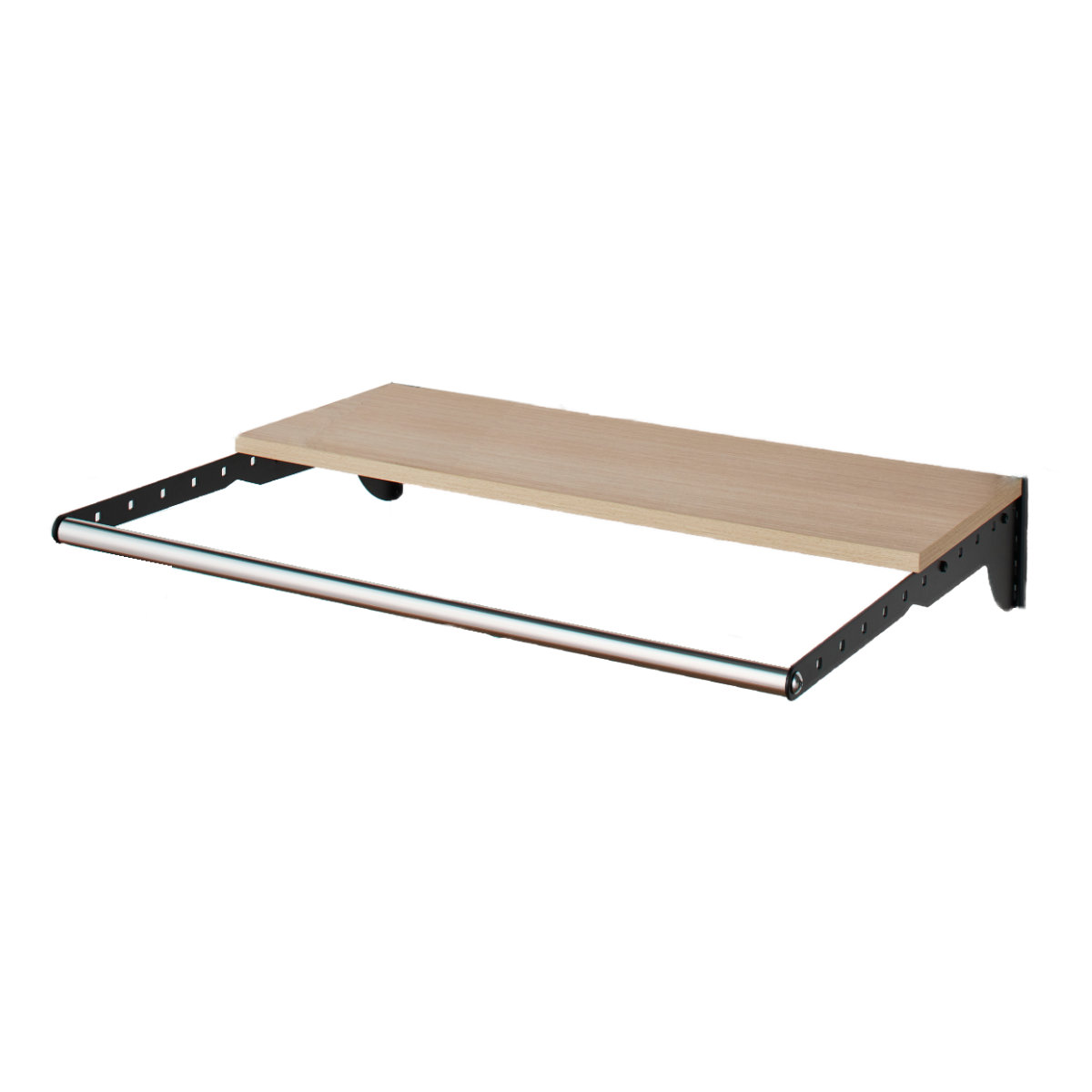 壁面収納 フィットラック ランドリー棚セット 幅90×奥行60cm 棚板奥行30cm ( 棚 ラック パイプ付き DIY 収納 ランドリーラック 洗濯機上 可動棚 洋服掛け ハンガー掛け 有効活用 収納スペース 壁掛け 壁面 洗濯 ランドリー ) 【ブラック×ブラウン】 ブラック×ブラウン