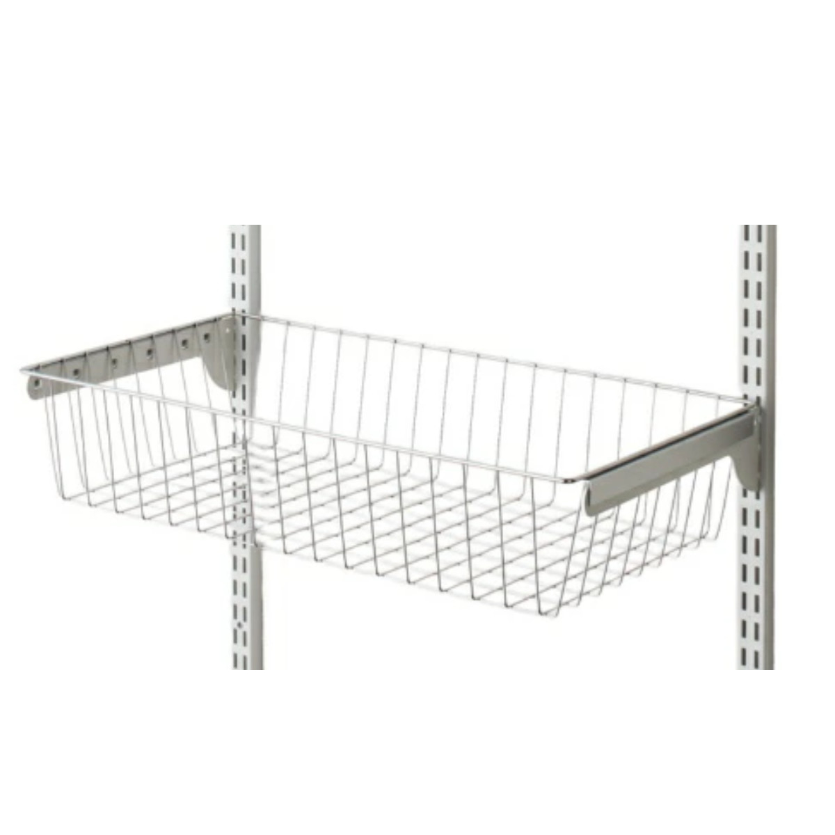 バスケット ステンレス 幅45cm 奥行40cm フィットラック 壁面収納 ( 幅45×奥行40×高さ12cm パーツ オプション 部品 DIY 収納 小物収納 小物入れ 可動棚 オープンラック 収納ラック 有効活用 ホワイト ブラック 吊り下げ ) 【ホワイト】 ホワイト