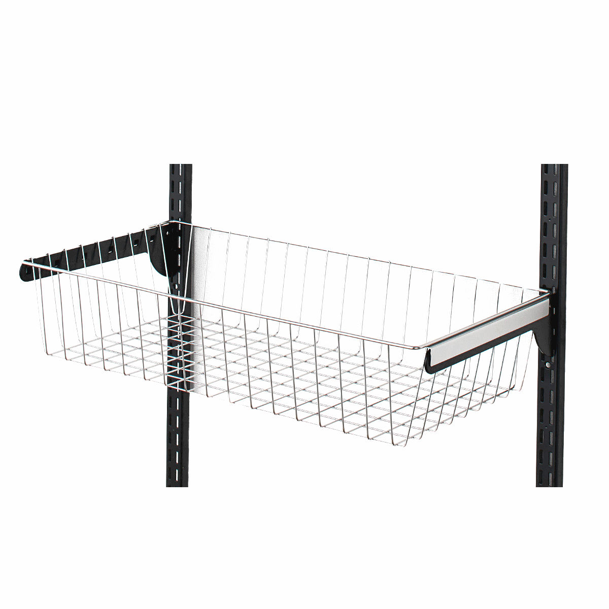 バスケット ステンレス 幅75cm 奥行40cm フィットラック 壁面収納 ( 幅75×奥行40×高さ12cm パーツ オプション 部品 DIY 収納 小物収納 小物入れ 可動棚 オープンラック 収納ラック 有効活用 ホワイト ブラック 吊り下げ ) 【ブラック】 ブラック