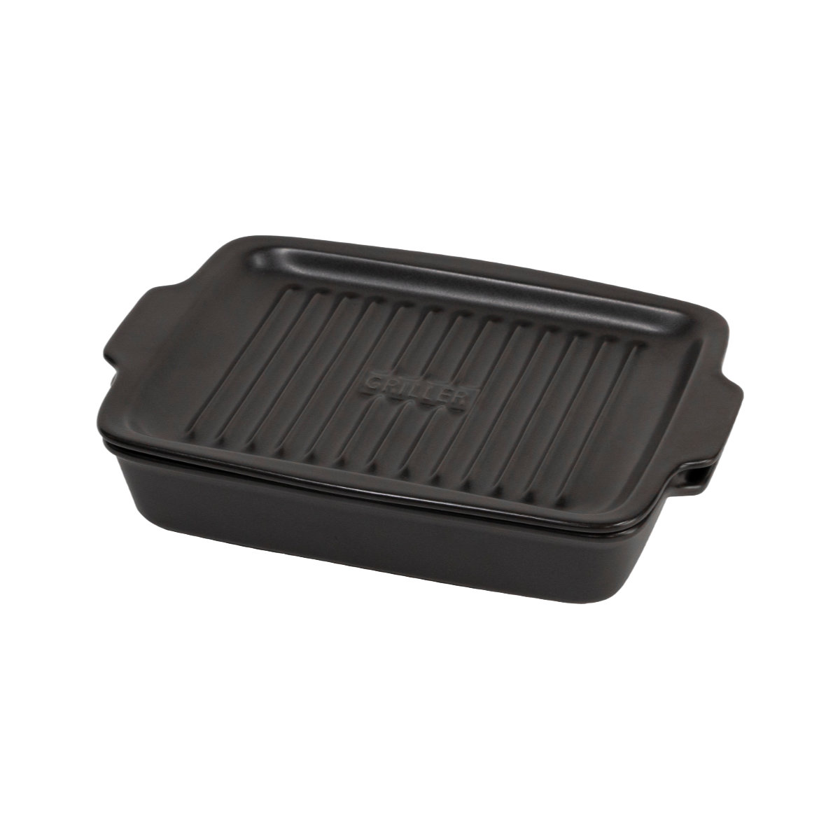 グリルプレート GRILLER モアグリラー ( 直火対応 電子レンジ対応 グリルパン レシピ付き グリラー グリル プレート 魚焼きグリル 蓋付き 日本製 耐熱皿 耐熱陶器 オーブン対応 陶器 フタ付き 角型 グリルトレー ) 【ブラック】 ブラック