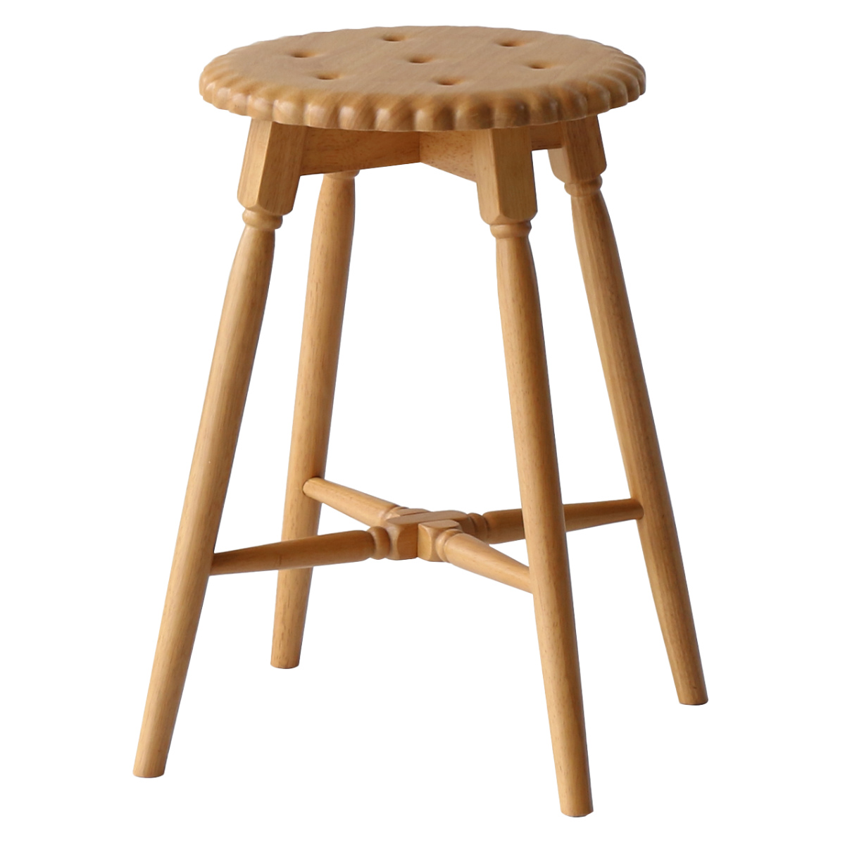 スツール ビスケット 座面高45.5cm 木製 ( 天然木 椅子 丸 ラウンド コンパクト チェア イス かわいい スイーツ お菓子 くすみカラー インテリア ) 【ナチュラル】 ナチュラル