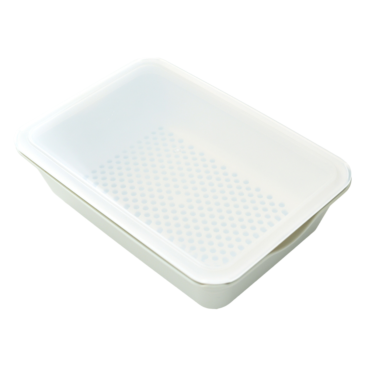 イージーバットザル 3点セット 深型 蓋付き 電子レンジ対応 日本製 ( ざる ザル 角ざる 水切りざる バット セット 抗菌加工 四角 角型 トレー ふた付き ボウル プラスチック製 耐熱 下ごしらえ スタッキング コンパクト 調理器具 ) 【スモーキーグリーン】 スモーキーグリーン