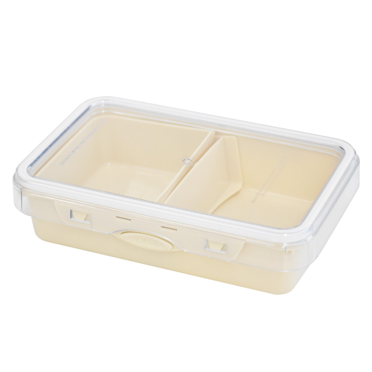 弁当箱 800ml PUSH&PUSH ランチBOX ( お弁当箱 ランチボックス レンジ対応 食洗機対応 冷凍対応 一段 2点ロック レンジOK 食洗機OK 冷凍OK ワンプッシュ 弁当 お弁当 仕切り付き 中子付き 保存容器 ) 【アイボリー】 アイボリー
