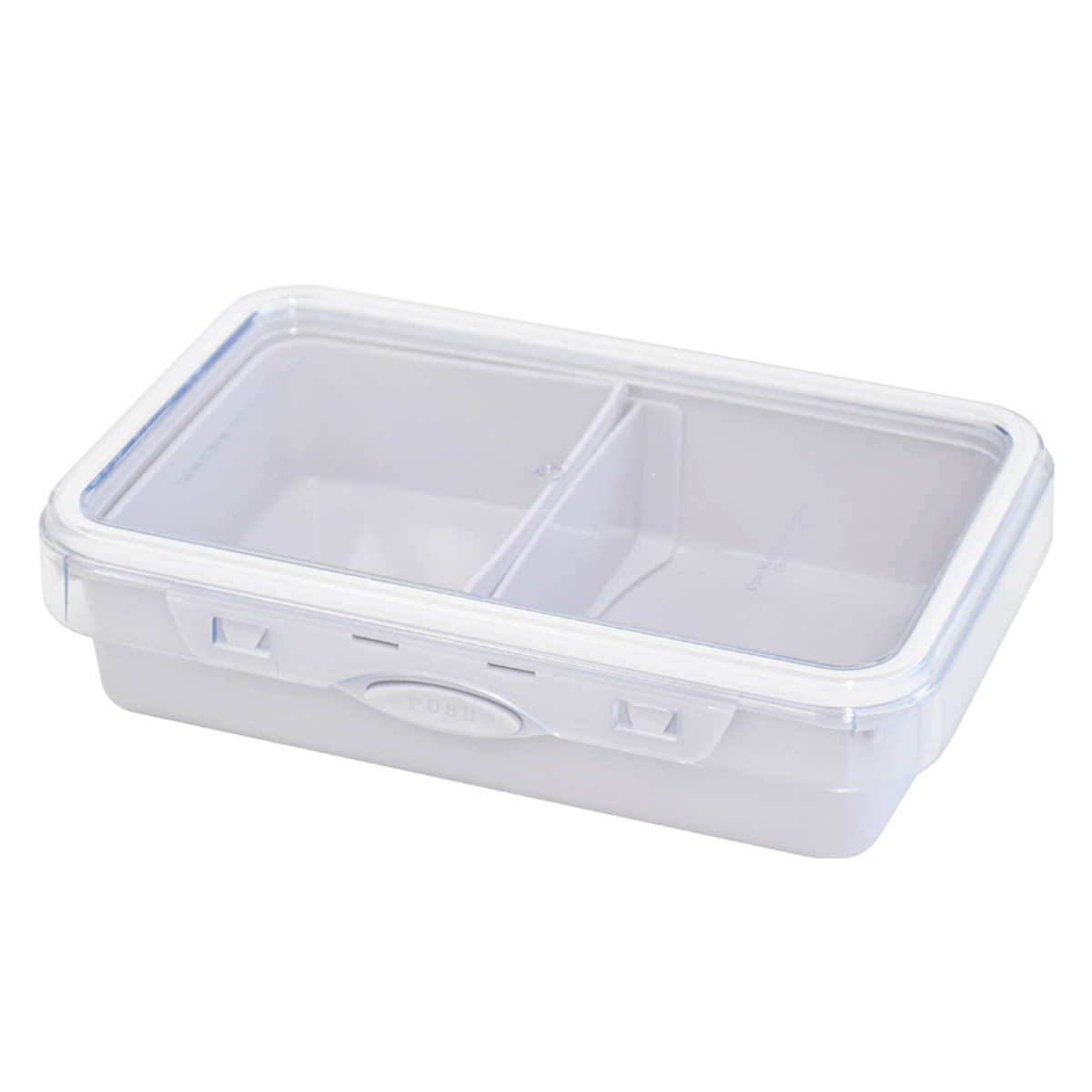 弁当箱 800ml PUSH&PUSH ランチBOX ( お弁当箱 ランチボックス レンジ対応 食洗機対応 冷凍対応 一段 2点ロック レンジOK 食洗機OK 冷凍OK ワンプッシュ 弁当 お弁当 仕切り付き 中子付き 保存容器 ) 【パープル】 パープル