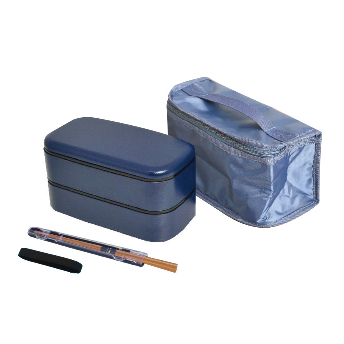 弁当箱 1000ml 2段 メンズデイリープラス ランチ4Pセット ( お弁当箱 セット 弁当袋 保冷 お箸 箸箱セット 食洗機対応 レンジ対応 男子 レンジOK 食洗機OK お弁当袋 ランチ お弁当 バッグ お弁当バッグ お箸ケース 袋 男性 夏 ) 【ネイビー】 ネイビー