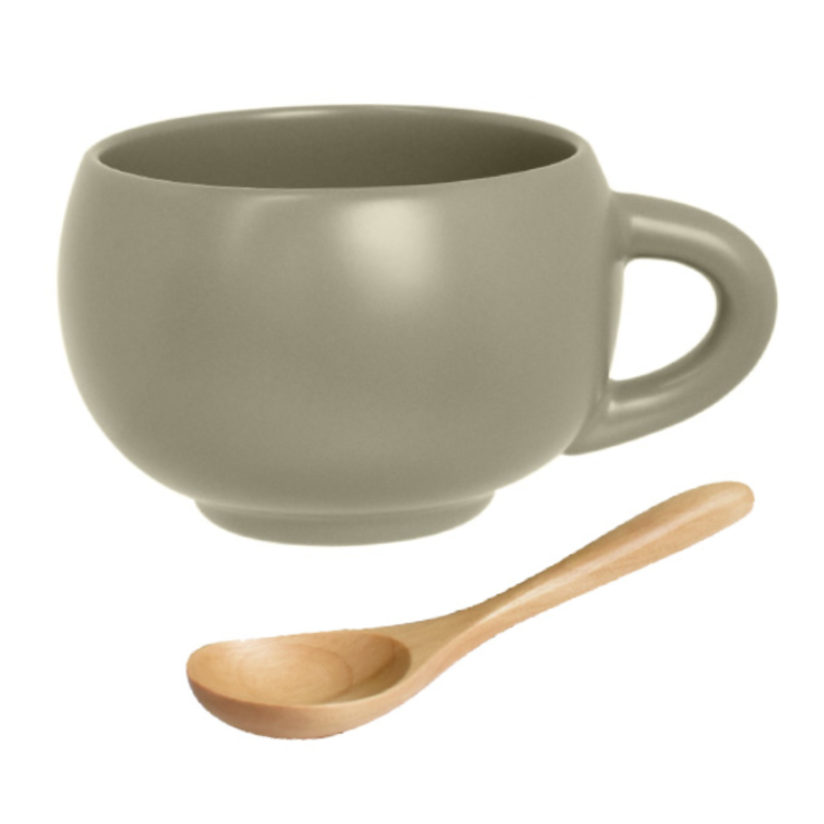 スープカップ スプーン付き 300ml maru 陶磁器 ( 食洗機対応 電子レンジ対応 スープマグ スープボウル マグ カップ スープ ポタージュ カフェオレ シリアルボウル デザートカップ おしゃれ ) 【スモークベージュ】 スモークベージュ
