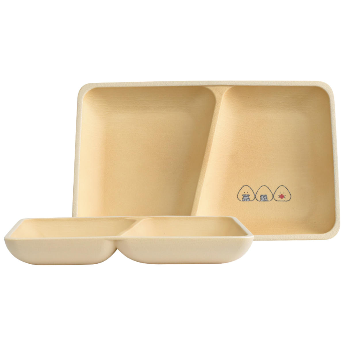 ランチプレート ぎゅっとおにぎりさん スクエアプレート ( 日本製 プレート 皿 お皿 電子レンジ対応 食洗機対応 かわいい 仕切り皿 ワンプレート 木目調 ナチュラル )