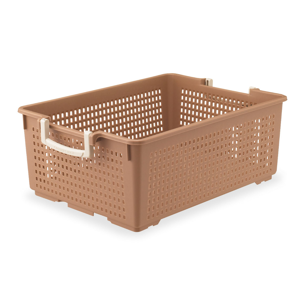 収納バスケット 衣類収納ケース フリーバスケット LLサイズ 取っ手付き 同色3個セット ( 幅35.6×奥行50.6×高さ18cm かご カゴ 収納 プラスチック おもちゃ箱 衣装ケース 積み重ね 小物入れ 収納箱 Yシャツ 収納ボックス ) 【ベージュ】 ベージュ