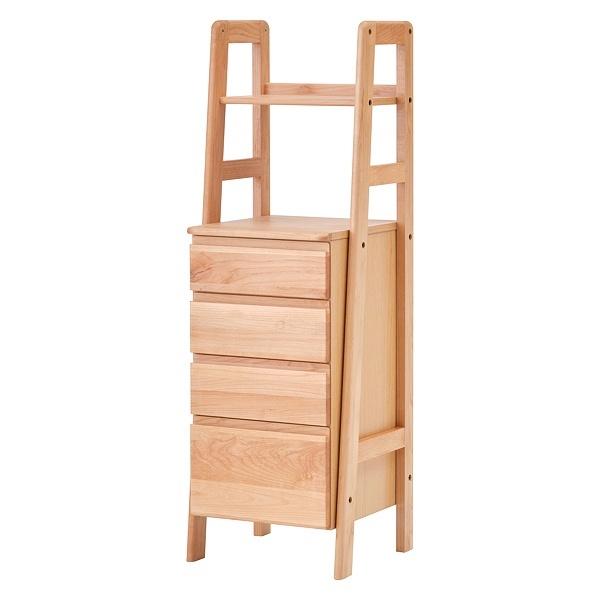 アルダー材のリビングチェスト 4段 A チェスト 4段 オープンラック付 アルダー材 ナチュラルテイスト 幅44cm