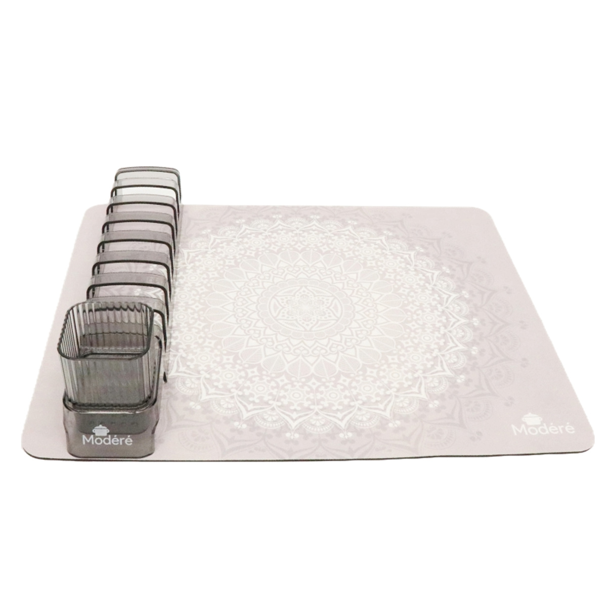 水切りカゴ 水切りマット 吸水マット&水切りセット ( 水切りラック 水切り 吸水マット ディッシュラック カトラリースタンド ゴム 食器 乾燥 速乾 コンパクト 省スペース シンク上 ) 【グレー】 グレー