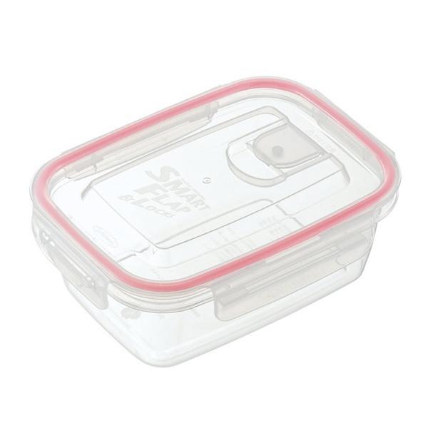 保存容器 660ml 2個入り 液漏れしない スマートフラップ&ロックス 角型 ( 密閉容器 密閉保存容器 フードストッカー 食洗機対応 電子レンジ対応 冷凍 冷蔵 4点ロック 長方形 プラスチック 食品保存 ) 【 ピンク 】 ピンク