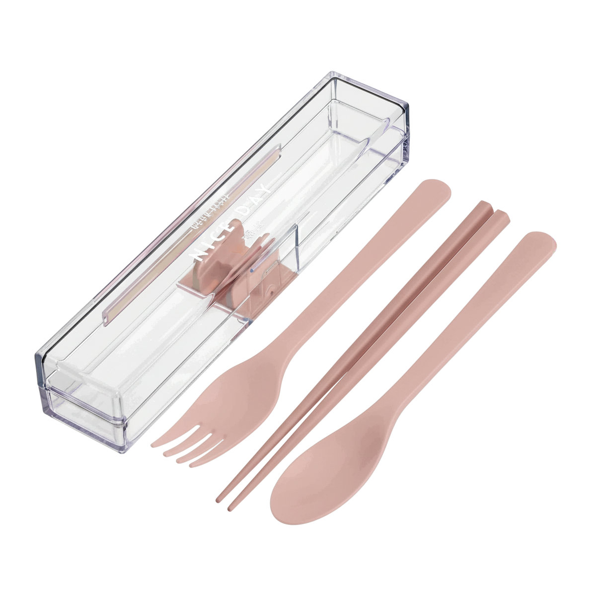 トリオセット とっても強いケース入りトリオ 18.0cm ( カトラリーセット お箸 スプーン フォーク 食洗機対応 大人 女子 食洗機OK 18cm 18センチ 抗菌加工 弁当 お弁当 携帯用 ) 【ピンク】 ピンク