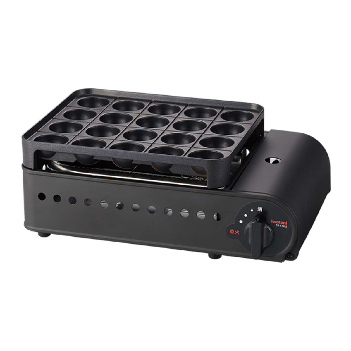 たこ焼器 カセットコンロ付き 炎たこ Iwatani ( たこ焼き器 ガス タコ焼き器 タコ焼きプレート イワタニ ガス火 たこ焼き タコ焼き コンロ 卓上 20穴 プレート フッ素加工 溝付き )