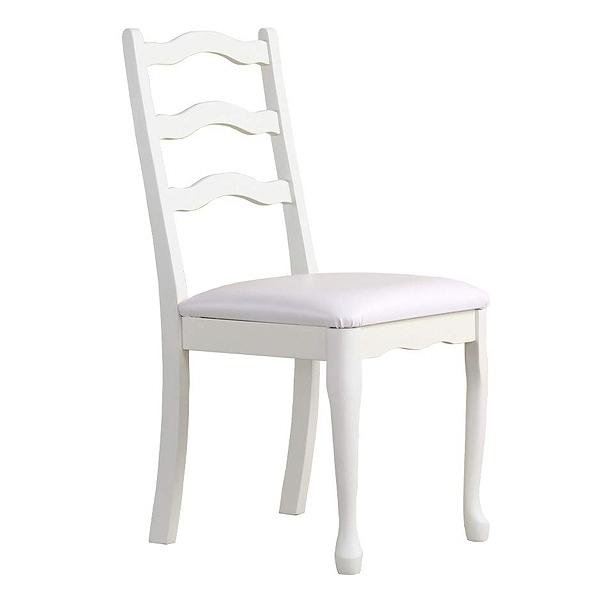 デスクチェア 木製 椅子 アンティーク調 姫系 座面高48.5cm （ チェア イス 椅子 チェアー いす ダイニングチェア 猫脚 ダイニングチェアー 肘なし 白家具 ）