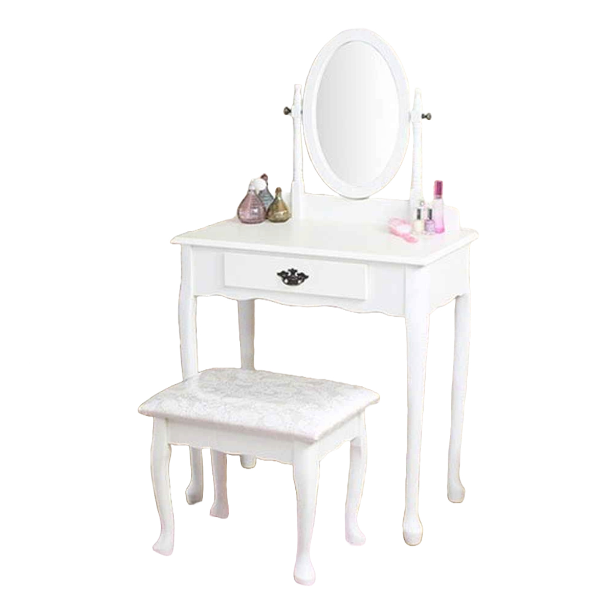 ドレッサー スツール付 アンティーク調 姫系 幅71.5cm （ 鏡台