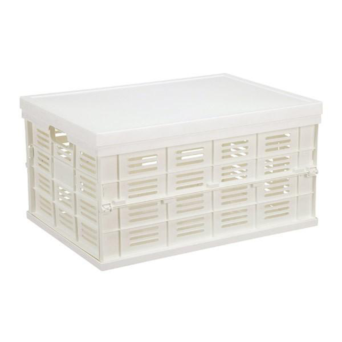 収納ボックス フタ付き折りたたみコンテナ 積み重ね プラスチック製 幅49.5×奥行35.5×高さ26.2cm 4個セット ( 収納ケース コンテナボックス 日本製 スタッキング コンテナ ふた付き 収納 折りたたみ 収納コンテナ )