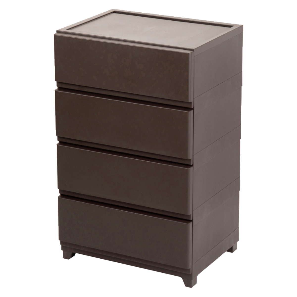 チェスト 壁付き デコニーシーヴォ ワイド 4段 幅54×奥行41.7×高さ86.1cm ( 収納 収納チェスト 脚付き リビング収納 プラスチック ホコリが入りにくい 中が透けない 引き出し タンス 収納ケース 衣類収納 ランドリー収納 日本製 ) 【ダークブラウン】 ダークブラウン