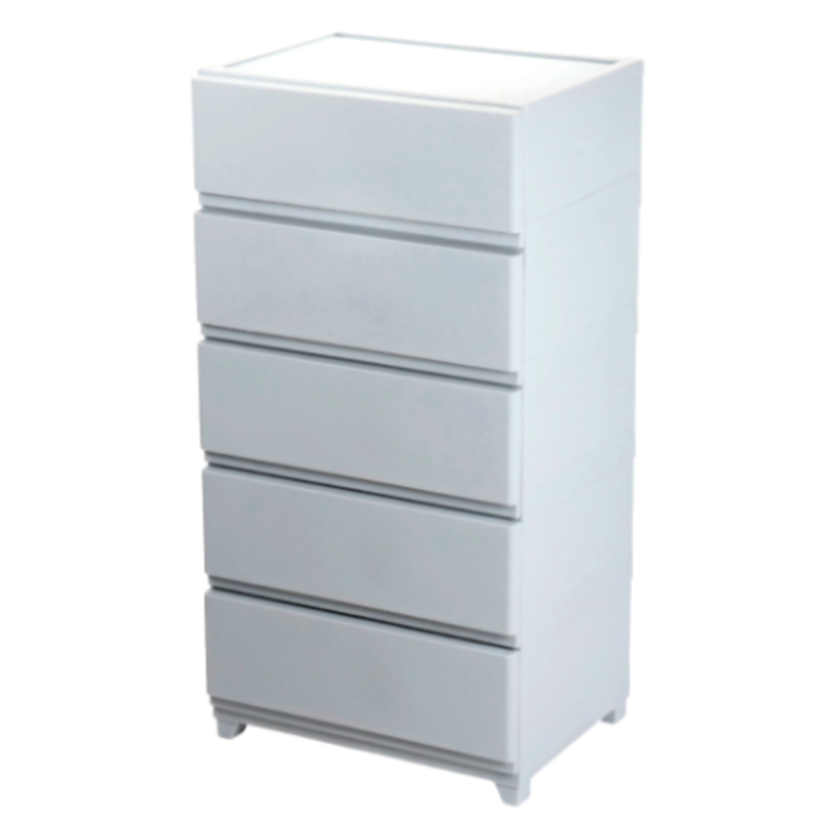 チェスト 壁付き デコニーシーヴォ ワイド 5段 幅54×奥行41.7×高さ106.1cm ( 収納 収納チェスト 脚付き リビング収納 プラスチック ホコリが入りにくい 中が透けない 引き出し タンス 収納ケース 衣類収納 ランドリー収納 日本製 ) 【ライトグレー】 ライトグレー