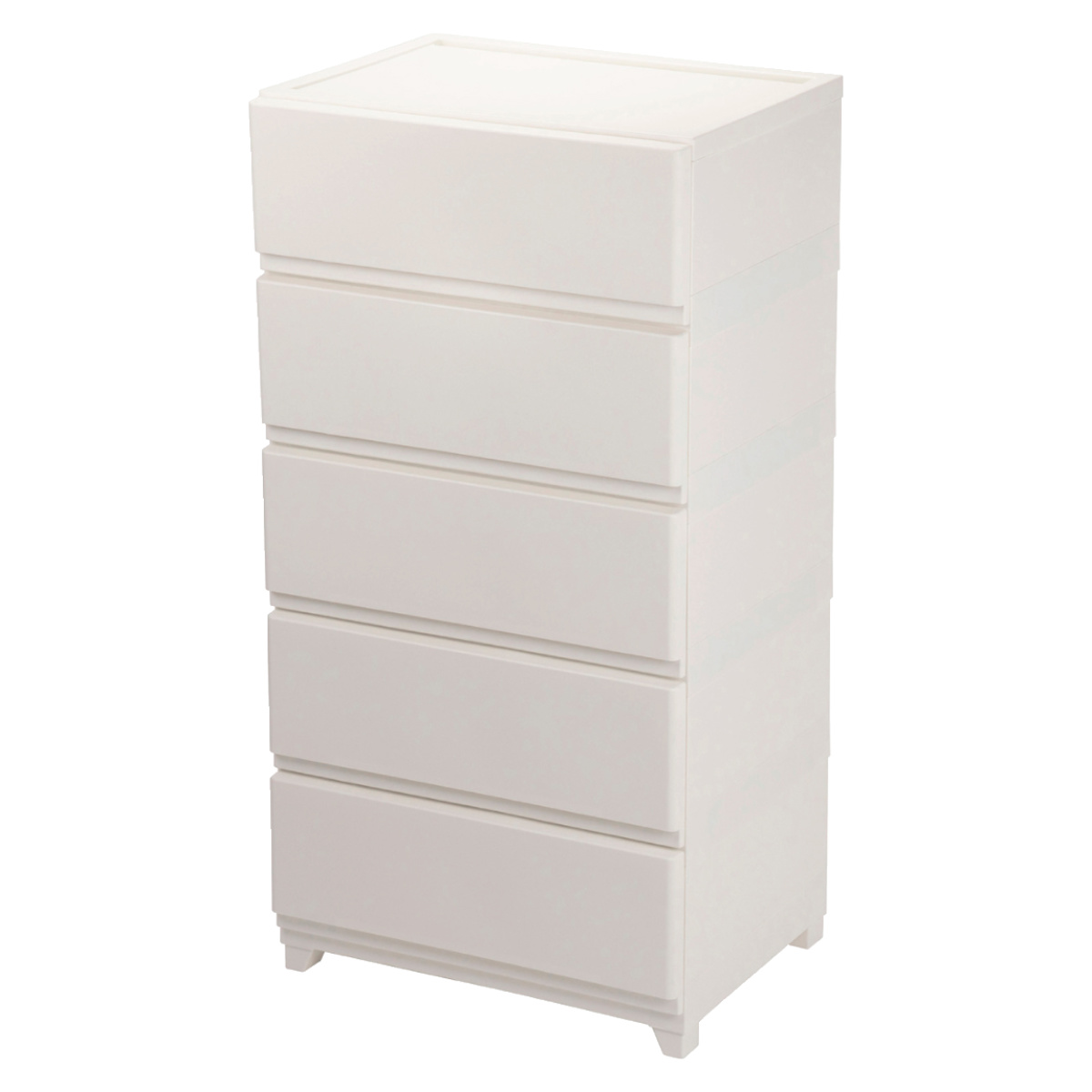 チェスト 壁付き デコニーシーヴォ ワイド 5段 幅54×奥行41.7×高さ106.1cm ( 収納 収納チェスト 脚付き リビング収納 プラスチック ホコリが入りにくい 中が透けない 引き出し タンス 収納ケース 衣類収納 ランドリー収納 日本製 ) 【ホワイト】 ホワイト