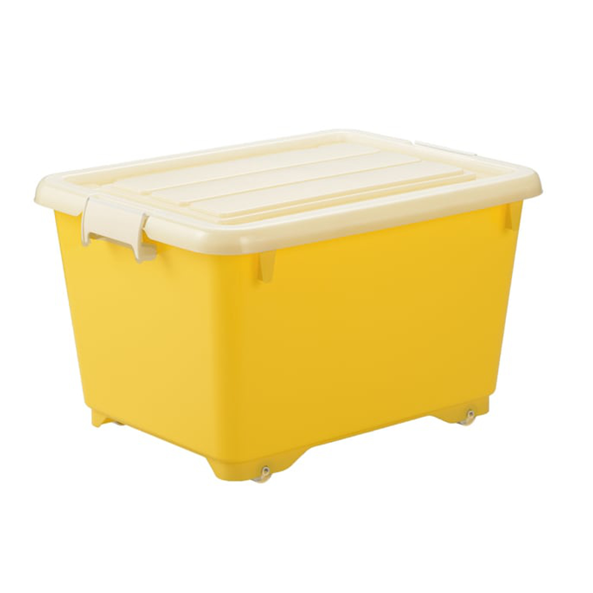 収納ボックス ふた付き 幅38.5×奥行50×高さ30cm フォーシービビッド ( イエロー おもちゃ 収納 収納ケース おもちゃ箱 子ども部屋 深型 衣類 衣装ケース スタッキング 積み重ね キャスター付き 押入れ収納 )