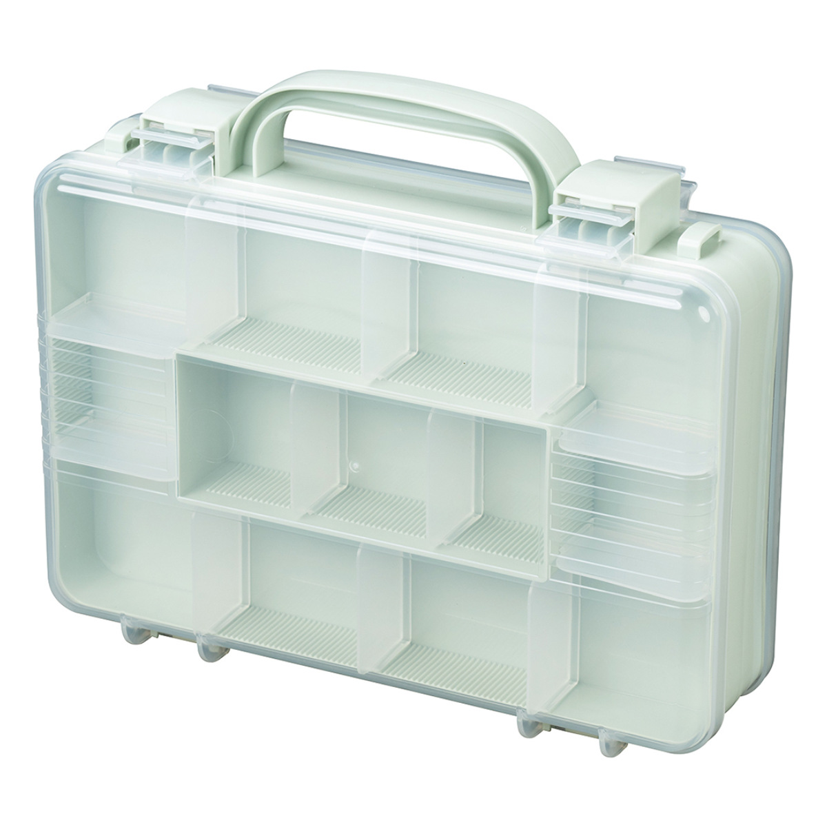 収納ボックス ツインコレクションケース 300 推し活 ケース 持ち手付き ( ホワイト クリア ピンク イエロー グリーン ブルー パープル グレー ベージュ 推し活グッズ 推し かわいい おしゃれ 飾れる 飾る ディスプレイ かばん型 ) 【グリーン】 グリーン