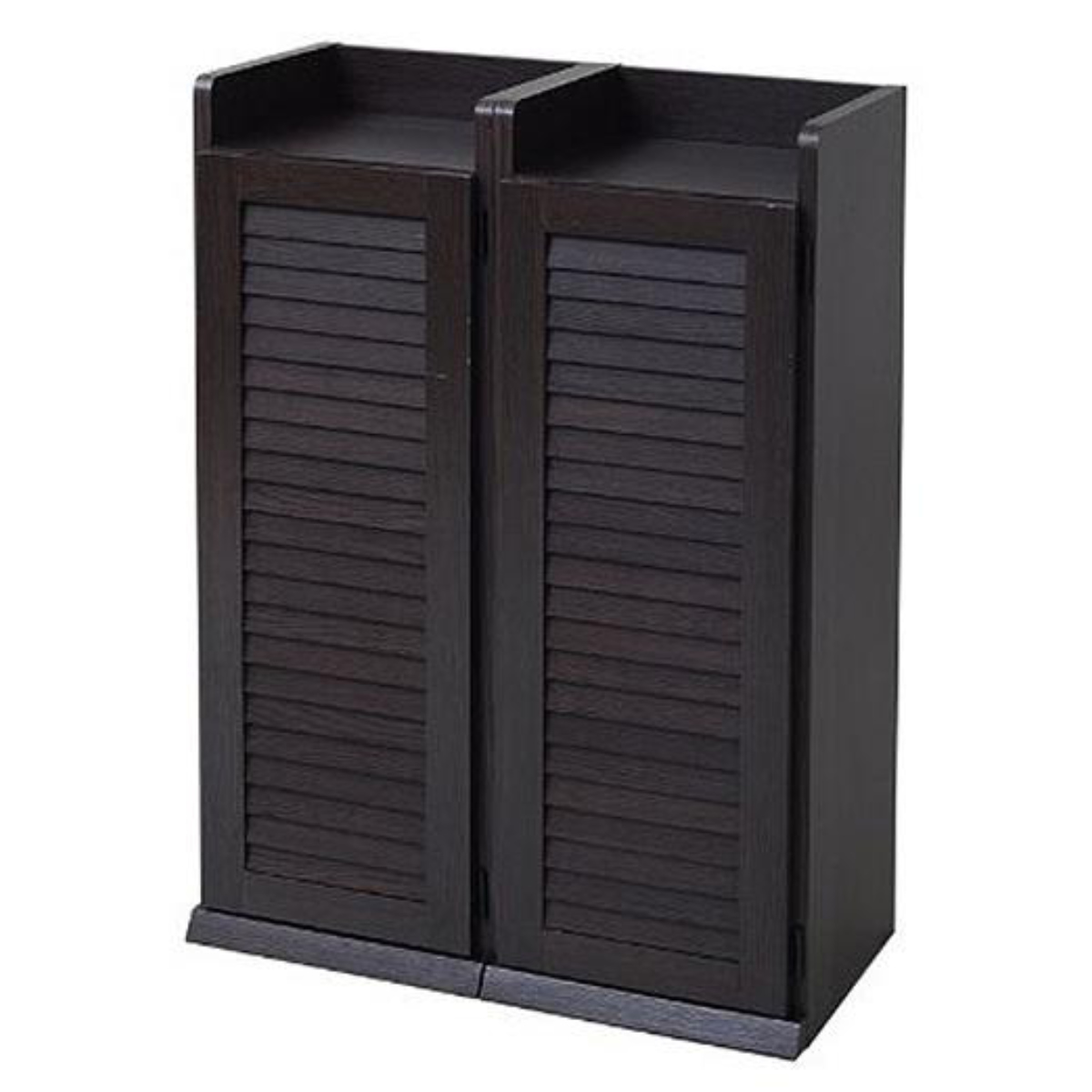 下駄箱 幅31.5cm 2台入り ルーバー 組立品 ( シューズラック シューズボックス 玄関収納 靴箱 靴入れ 靴 収納 シューズ 木製 スリム コンパクト 開き戸 通気性 おしゃれ 高さ調節 幅30 ) 【ダークブラウン】 ダークブラウン