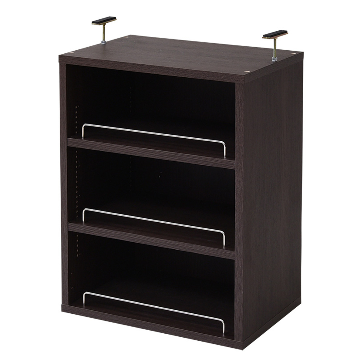 上置き棚 本棚 幅41.5cm 全棚可動 ブックガード付 ( 上置き 突っ張り 1cmピッチ 可動棚 収納 棚 ラック 深型 家具 シェルフ パーツ コミックラック ダークブラウン ホワイト ライトブラウン ) 【ダークブラウン】 ダークブラウン