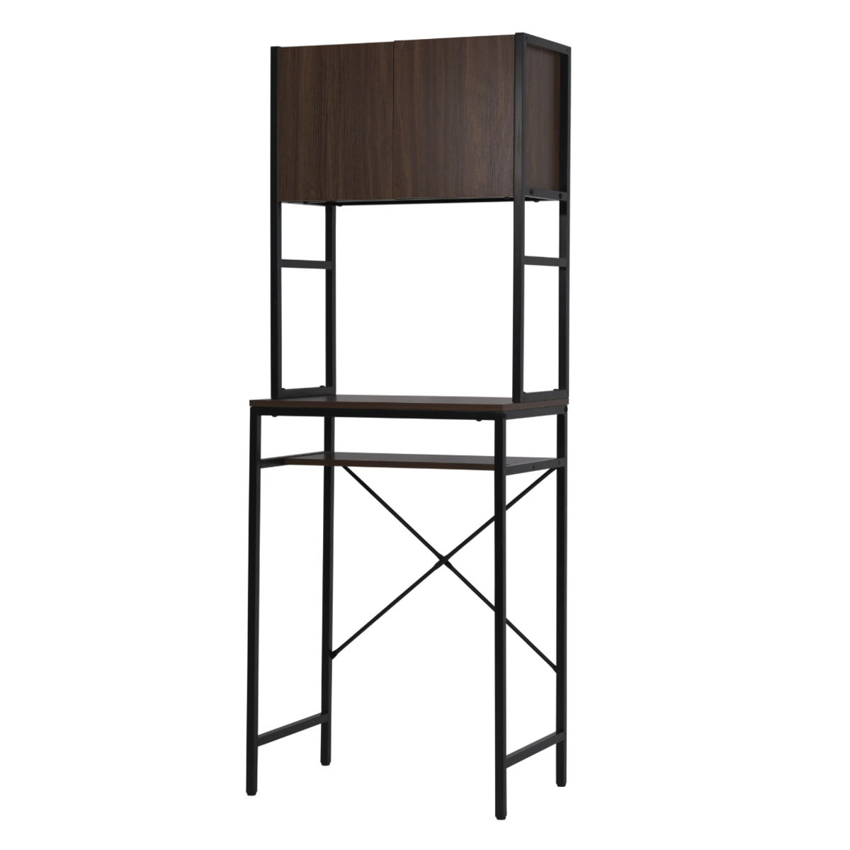 ゴミ箱上ラック 幅63cm メラミン ミドルタイプ ( ゴミ箱上 ラック 高さ170cm 収納 棚 シンプル 家具 ごみ箱上 省スペース 食器収納 家電収納 ブラック×ブラウン ホワイト×ホワイト ) 【ブラック×ブラウン】 ブラック×ブラウン