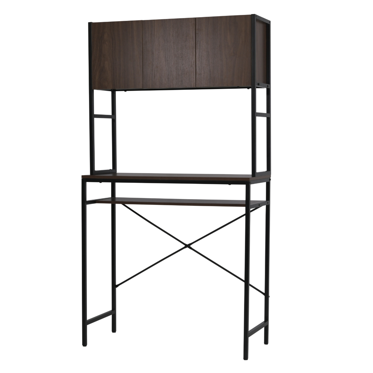 ゴミ箱上ラック 幅92cm メラミン ワイドタイプ ( ゴミ箱上 ラック 高さ170cm 収納 棚 シンプル 家具 ごみ箱上 省スペース 食器収納 家電収納 ブラック×ブラウン ホワイト×ホワイト ) 【ブラック×ブラウン】 ブラック×ブラウン