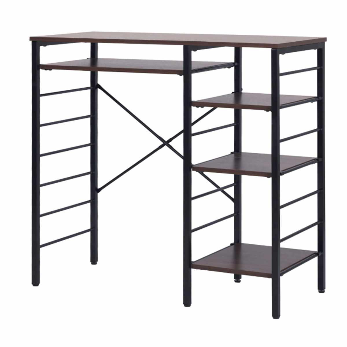 ゴミ箱上 キッチンカウンター 幅90cm 左右組み替え 耐荷重45kg メラミン ( ゴミ箱上ラック ラック 棚 カウンター 収納 家具 ごみ箱上 省スペース 食器収納 家電収納 ブラック×ブラウン ホワイト×ホワイト ) 【ブラック×ブラウン】 ブラック×ブラウン