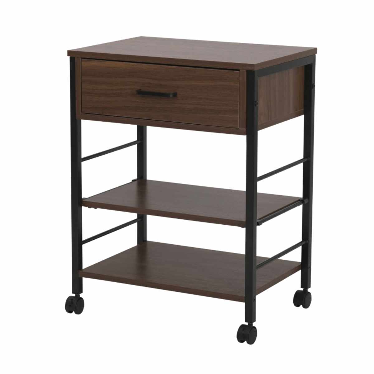 キッチンワゴン 幅50.5cm キャスター付き スリム 作業台 メラミン ( ワゴン キッチン収納 サイドワゴン 棚 家具 キャスター 可動棚 ブラック×ブラウン ホワイト×ホワイト ) 【ブラック×ブラウン】 ブラック×ブラウン