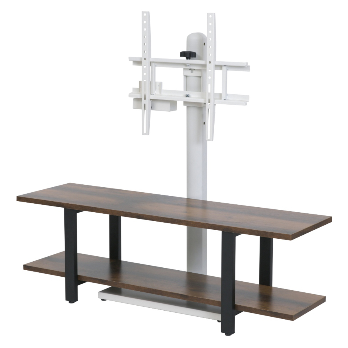 TVスタンド ラック 幅105cm 2点セット 50インチ対応 ( テレビ台 テレビスタンド 棚付 高さ調節 3段階 首振り 壁寄せ テレビボード 大型テレビ 壁面 スタンド・棚セット ブラック ホワイト 省スペース ) 【ブラウン×ホワイト】 ブラウン×ホワイト