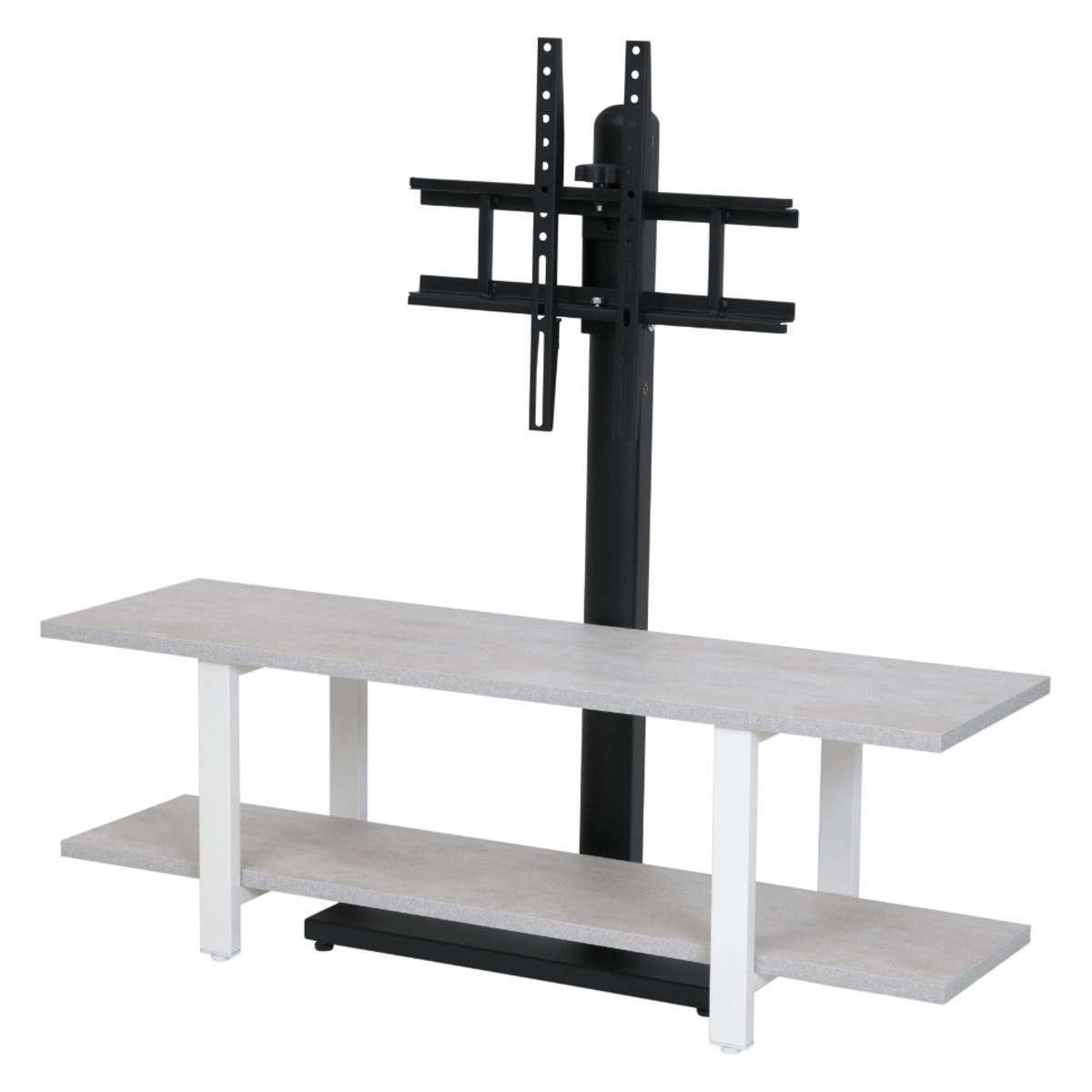 TVスタンド ラック 幅105cm 2点セット 50インチ対応 ( テレビ台 テレビスタンド 棚付 高さ調節 3段階 首振り 壁寄せ テレビボード 大型テレビ 壁面 スタンド・棚セット ブラック ホワイト 省スペース ) 【グレー×ブラック】 グレー×ブラック