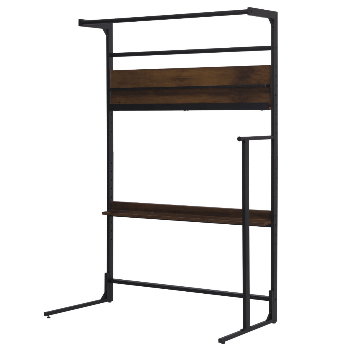 ベッド上 ハンガーラック 幅110cm ヘッドボード ( 衣類収納 棚 ラック ハンガー 後付け ベッドサイド ポールハンガー コート掛け ディスプレイ 飾り棚 マガジンラック 収納 家具 )